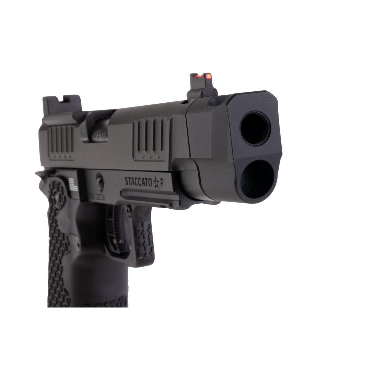 EMG 6MM プロショップ スタッカート P 2011 コンペンセイター付きガスエアソフトピストル - BK (R611-2) (ARMY X T8 アップグレード)-AIRSOFT GOGO エアガン・サバゲー用品通販