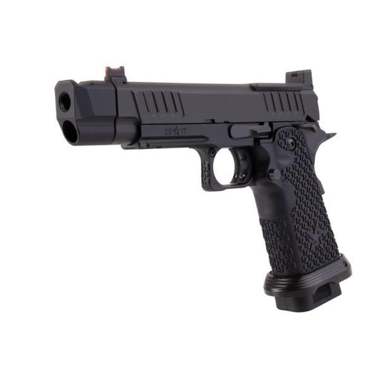 EMG 6MM プロショップ スタッカート P 2011 コンペンセイター付きガスエアソフトピストル - BK (R611-2) (ARMY X T8 アップグレード)-AIRSOFT GOGO エアガン・サバゲー用品通販