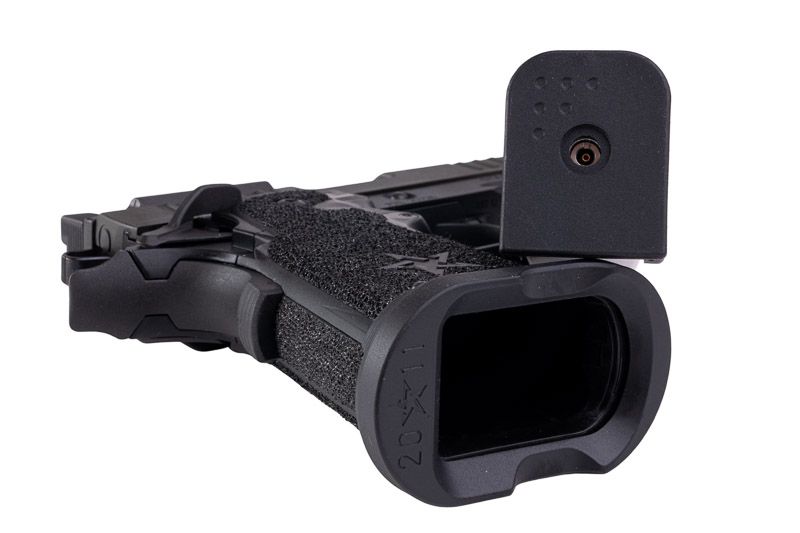EMG 6mm プロショップ スタッカート P GBB エアソフト ピストル、ハンドメイド スティップリング グリップ付き - BK (Army Armament 製)-AIRSOFT GOGO エアガン・サバゲー用品通販