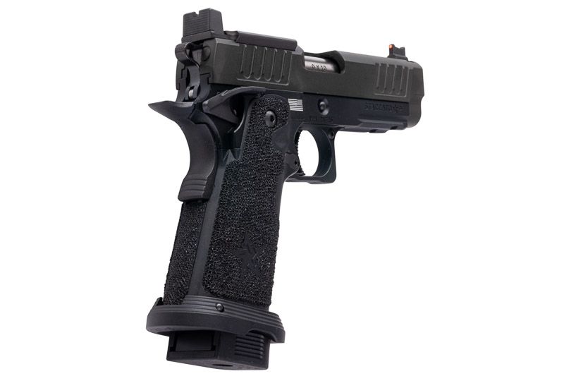 EMG 6mm プロショップ スタッカート P GBB エアソフト ピストル、ハンドメイド スティップリング グリップ付き - BK (Army Armament 製)-AIRSOFT GOGO エアガン・サバゲー用品通販