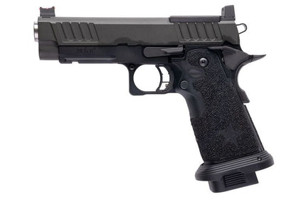 EMG 6mm プロショップ スタッカート P GBB エアソフト ピストル、ハンドメイド スティップリング グリップ付き - BK (Army Armament 製)-AIRSOFT GOGO エアガン・サバゲー用品通販