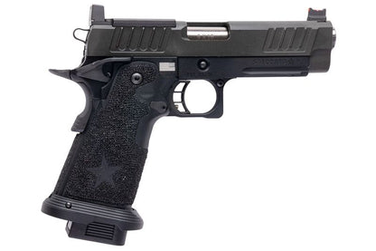 EMG 6mm プロショップ スタッカート P GBB エアソフト ピストル、ハンドメイド スティップリング グリップ付き - BK (Army Armament 製)-AIRSOFT GOGO エアガン・サバゲー用品通販