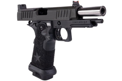 EMG 6mm プロショップ スタッカート P GBB エアソフト ピストル、ハンドメイド スティップリング グリップ付き - BK (Army Armament 製)-AIRSOFT GOGO エアガン・サバゲー用品通販