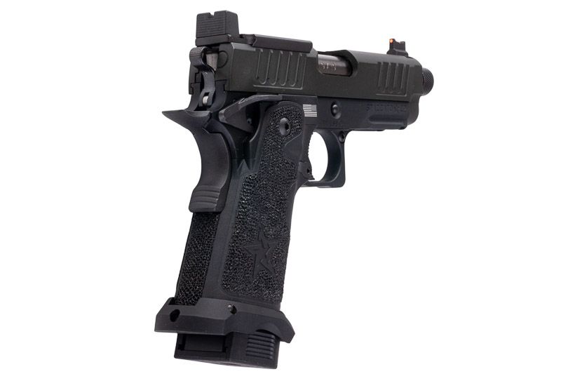 EMG 6mm プロショップ スタッカート XC GBB エアソフト ピストル、ハンドメイド スティップリング グリップ付き - BK (Army Armament 製)-AIRSOFT GOGO エアガン・サバゲー用品通販