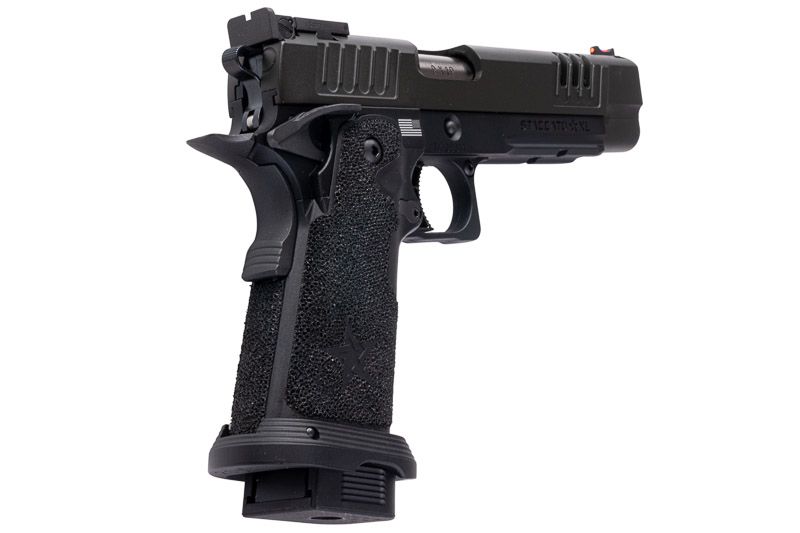 EMG 6mm プロショップ スタッカート XL GBB エアソフト ピストル、ハンドメイド スティップリング グリップ付き - BK (Army Armament 製)-AIRSOFT GOGO エアガン・サバゲー用品通販