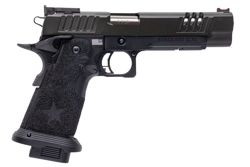 EMG 6mm プロショップ スタッカート XL GBB エアソフト ピストル、ハンドメイド スティップリング グリップ付き - BK (Army Armament 製)-AIRSOFT GOGO エアガン・サバゲー用品通販