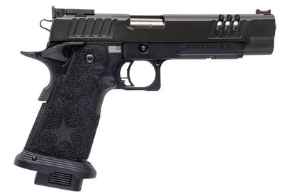 EMG 6mm プロショップ スタッカート XL GBB エアソフト ピストル、ハンドメイド スティップリング グリップ付き - BK (Army Armament 製)-AIRSOFT GOGO エアガン・サバゲー用品通販