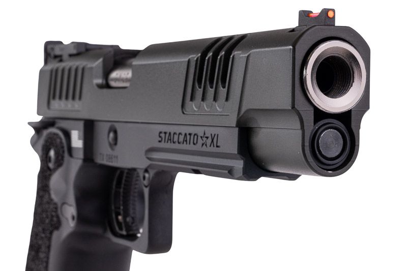 EMG 6mm プロショップ スタッカート XL GBB エアソフト ピストル、ハンドメイド スティップリング グリップ付き - BK (Army Armament 製)-AIRSOFT GOGO エアガン・サバゲー用品通販