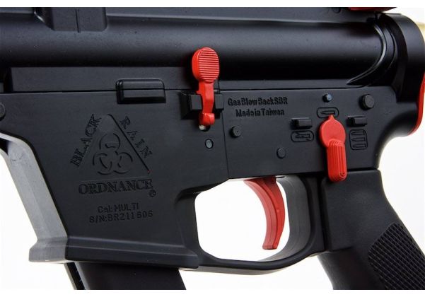 EMG ブラックレインオーディナンス エアソフト M4 9mm GBB ライフル（ロングバージョン、ブラック/赤）-AIRSOFT GOGO エアガン・サバゲー用品通販