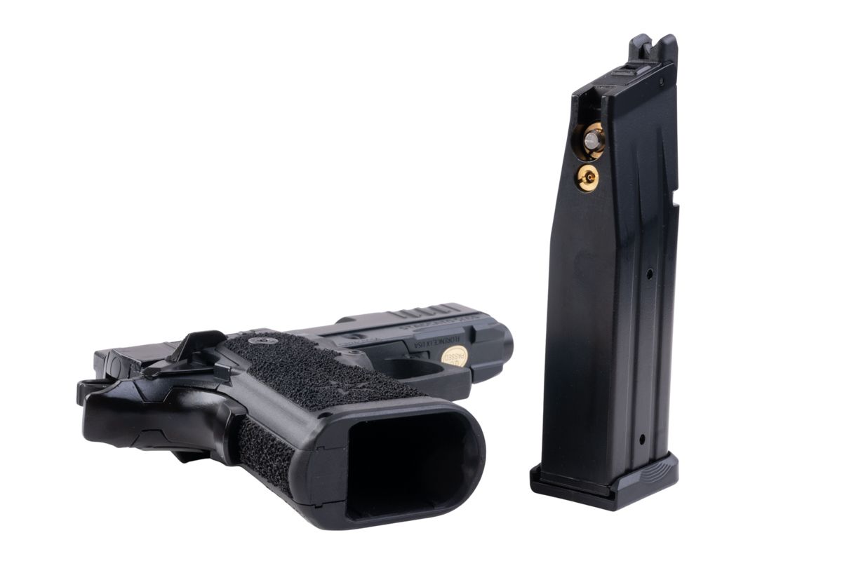 EMG Staccato ライセンス取得済み CS Compact 2011 GBB エアソフトピストル（モデル：マスターグリップ／スタンダード／グリーンガス） - ブラック-AIRSOFT GOGO エアガン・サバゲー用品通販