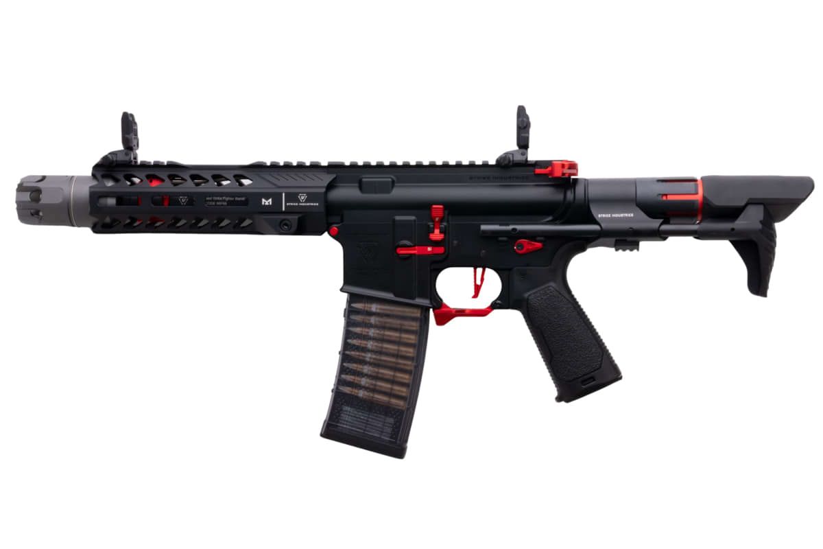 EMG STRIKE INDUSTRIES AR ストライク レイダー PDW GBB エアソフト M4 ライフル (CYMA CGS システム) - 7 インチ BK / RD-AIRSOFT GOGO エアガン・サバゲー用品通販