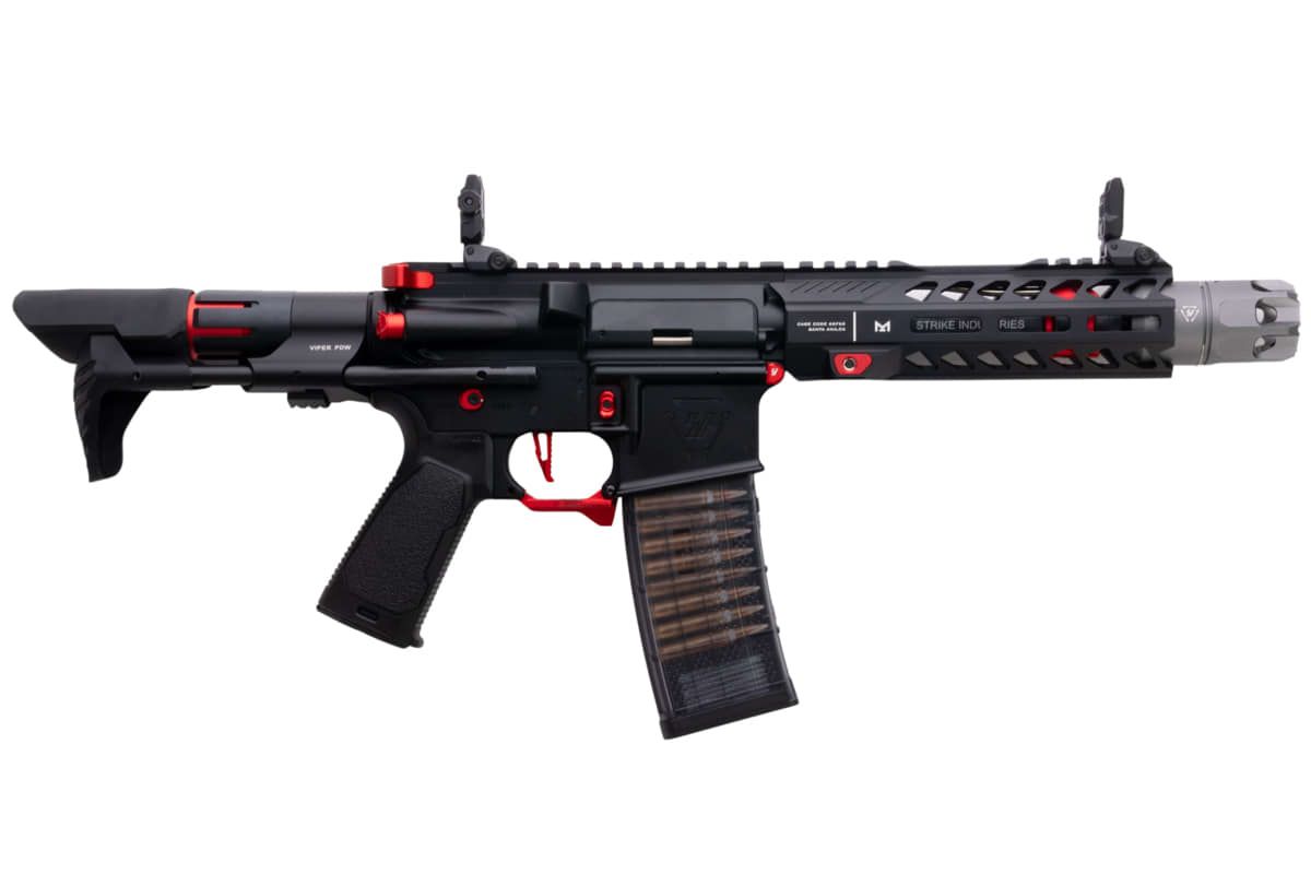 EMG STRIKE INDUSTRIES AR ストライク レイダー PDW GBB エアソフト M4 ライフル (CYMA CGS システム) - 7 インチ BK / RD-AIRSOFT GOGO エアガン・サバゲー用品通販