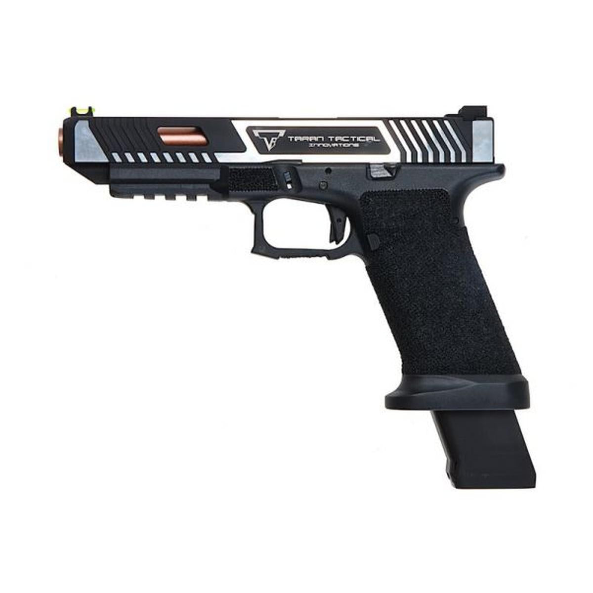 EMG TTI コンバット マスター G34 スライド、オメガ フレーム ガス エアソフト ピストル (APS カスタム製) - ブラック/シルバー-AIRSOFT GOGO エアガン・サバゲー用品通販