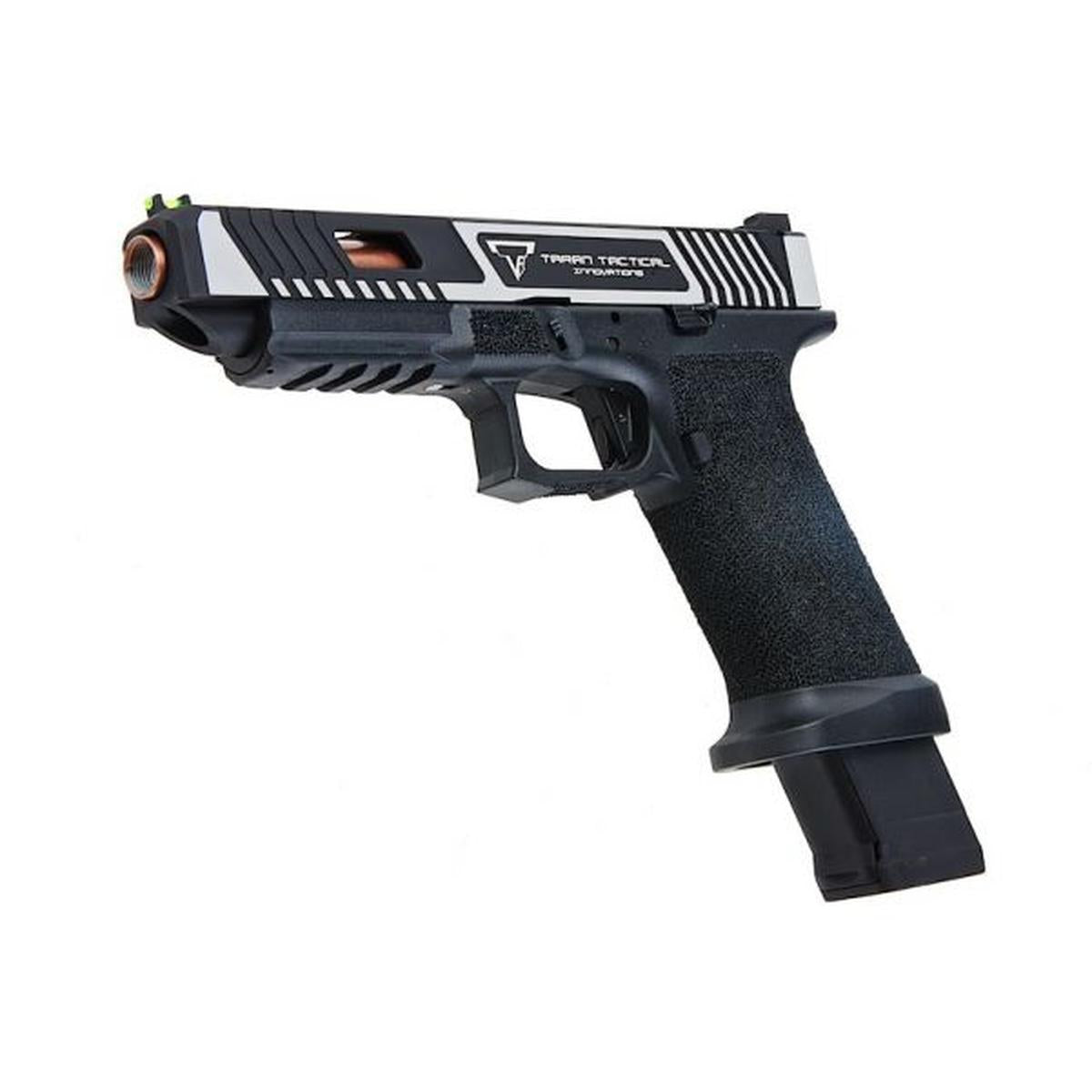 EMG TTI コンバット マスター G34 スライド、オメガ フレーム ガス エアソフト ピストル (APS カスタム製) - ブラック/シルバー-AIRSOFT GOGO エアガン・サバゲー用品通販