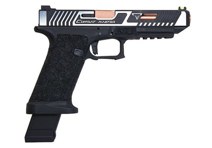 EMG TTI コンバットマスター G34 GBBスライド w/ オメガフレーム CO2 エアソフトピストル (APS Custom製) - ブラック/銀(ぎん)-AIRSOFT GOGO エアガン・サバゲー用品通販