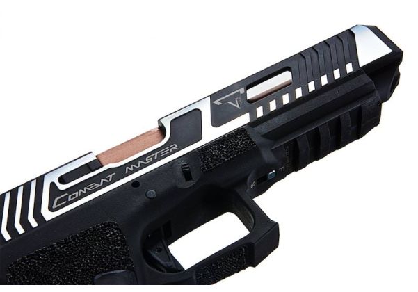 EMG TTI コンバットマスター G34 GBBスライド w/ オメガフレーム CO2 エアソフトピストル (APS Custom製) - ブラック/銀(ぎん)-AIRSOFT GOGO エアガン・サバゲー用品通販