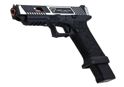 EMG TTI コンバットマスター G34 GBBスライド w/ オメガフレーム CO2 エアソフトピストル (APS Custom製) - ブラック/銀(ぎん)-AIRSOFT GOGO エアガン・サバゲー用品通販