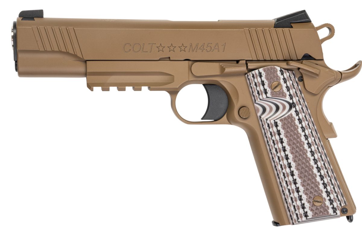 EMGCybergun コルトライセンス 1911 M45A1 GBB エアソフトピストル (T8) - FDE (Army Armament製)-AIRSOFT GOGO エアガン・サバゲー用品通販