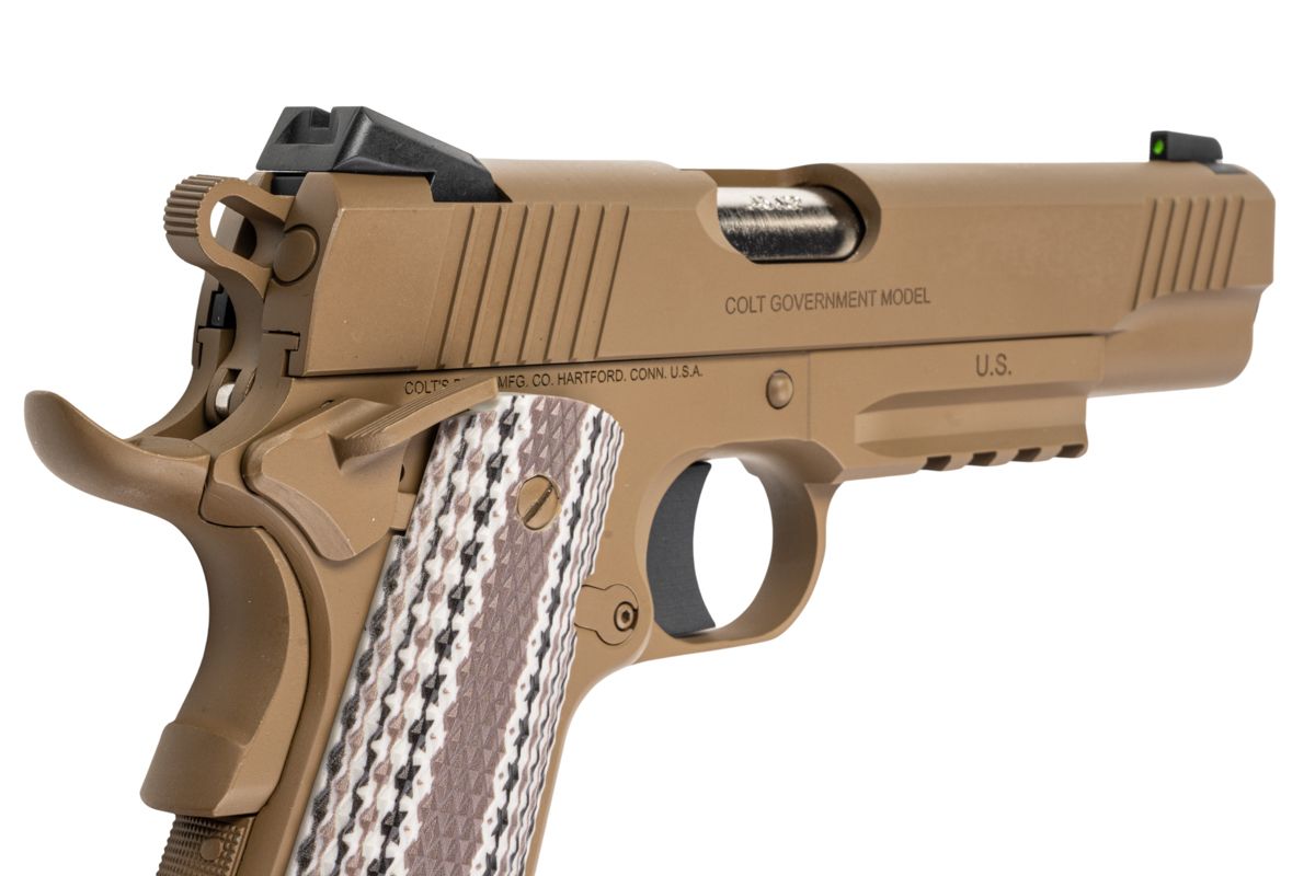 EMGCybergun コルトライセンス 1911 M45A1 GBB エアソフトピストル (T8) - FDE (Army Armament製)-AIRSOFT GOGO エアガン・サバゲー用品通販