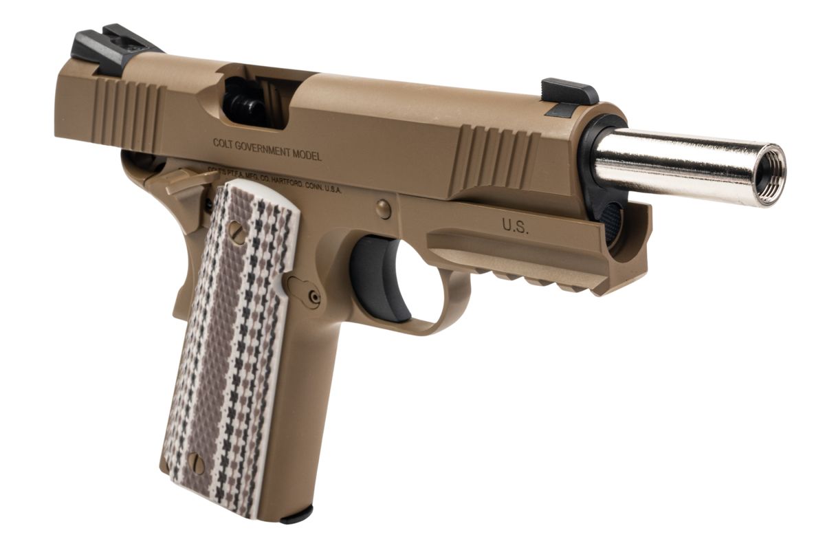 EMGCybergun コルトライセンス 1911 M45A1 GBB エアソフトピストル (T8) - FDE (Army Armament製)-AIRSOFT GOGO エアガン・サバゲー用品通販