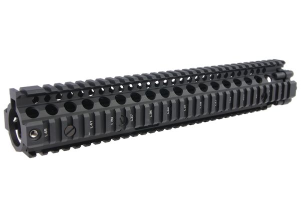 EMGライセンス取得CNCアルミ製ダニエルディフェンス12.5インチM4A1 RIS IIエアソフトハンドガード - ブラック-AIRSOFT GOGO エアガン・サバゲー用品通販