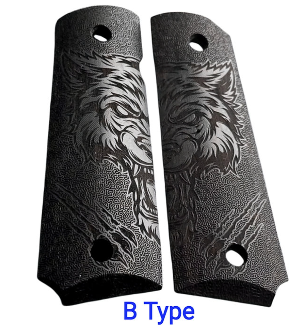FCW 1911 タイガー彫刻入り木製グリップ - TYPE B-AIRSOFT GOGO エアガン・サバゲー用品通販