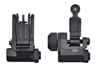 FCW KAC 600 フリップアップ式フロント＆リアサイト - ブラック-AIRSOFT GOGO エアガン・サバゲー用品通販