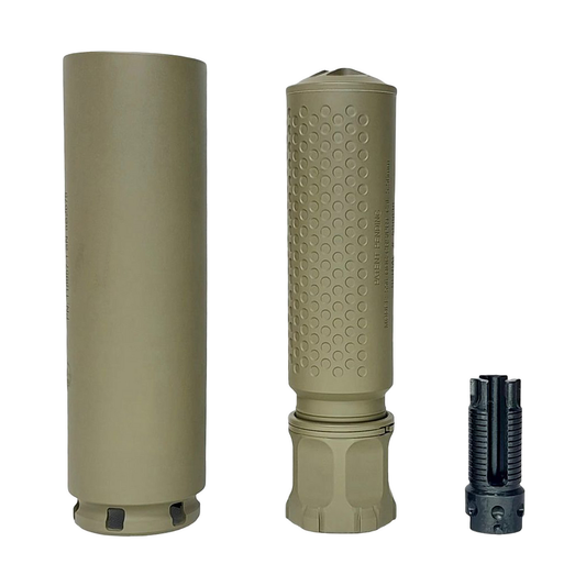 FCW KAC QDC/MCQ-PRT 7.62 サプレッサー（フラッシュハイダー付き）（トレーサーセットアップ）- ダークアース-AIRSOFT GOGO エアガン・サバゲー用品通販