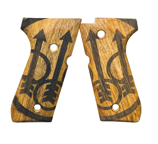 FCW M9 / M92F 木製グリップ（ベレッタロゴ付き）- Beretta Sword Logo-AIRSOFT GOGO エアガン・サバゲー用品通販