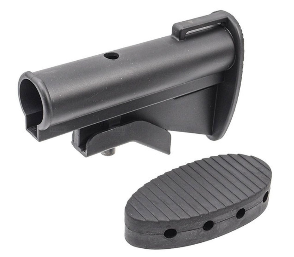FCWクラシックフォールディングストック（M4バットパッドセット付き) - ブラック-AIRSOFT GOGO エアガン・サバゲー用品通販