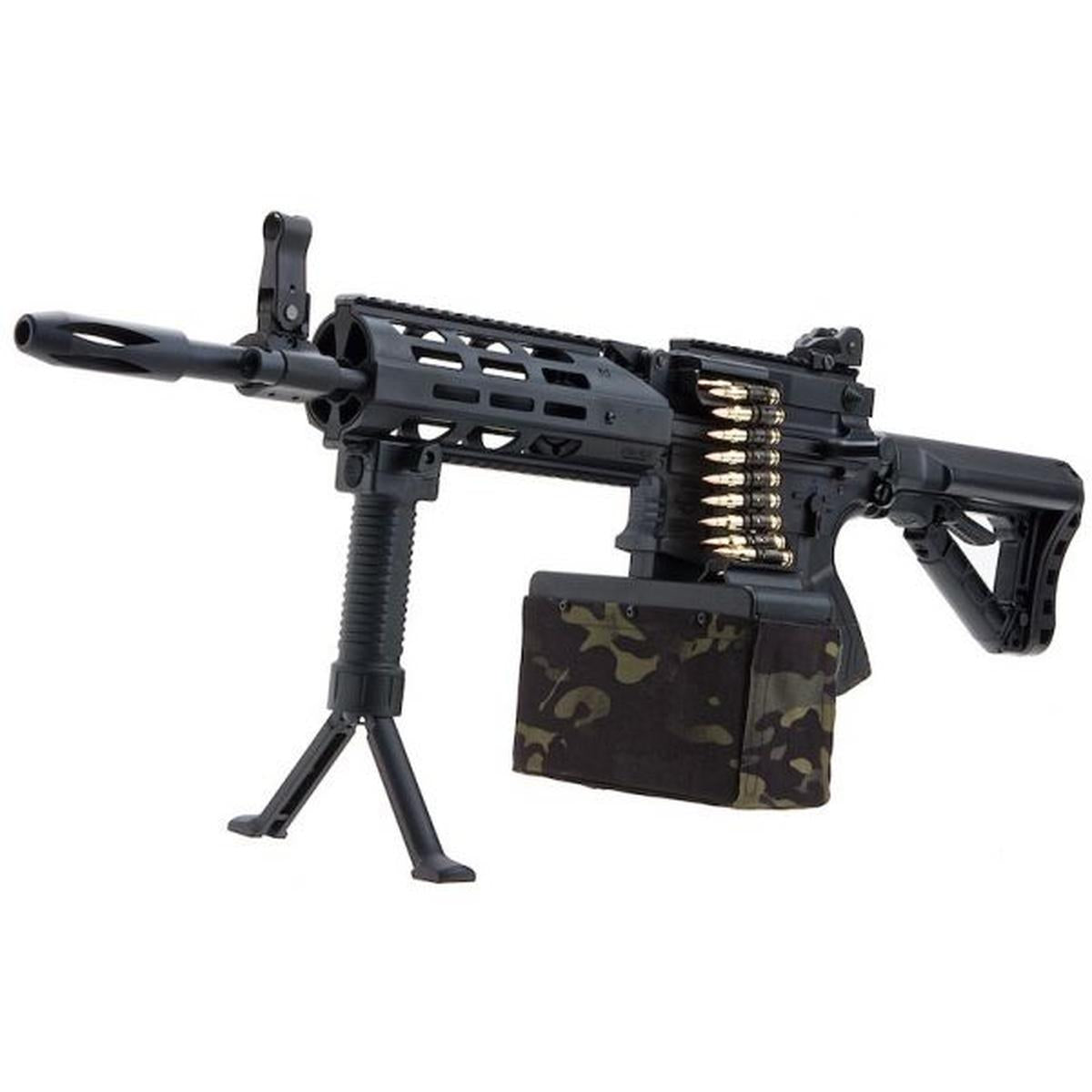G&G CM16 LMG (コンバットマシン) ステルス エアガン AEG ライフル - ブラック-AIRSOFT GOGO エアガン・サバゲー用品通販