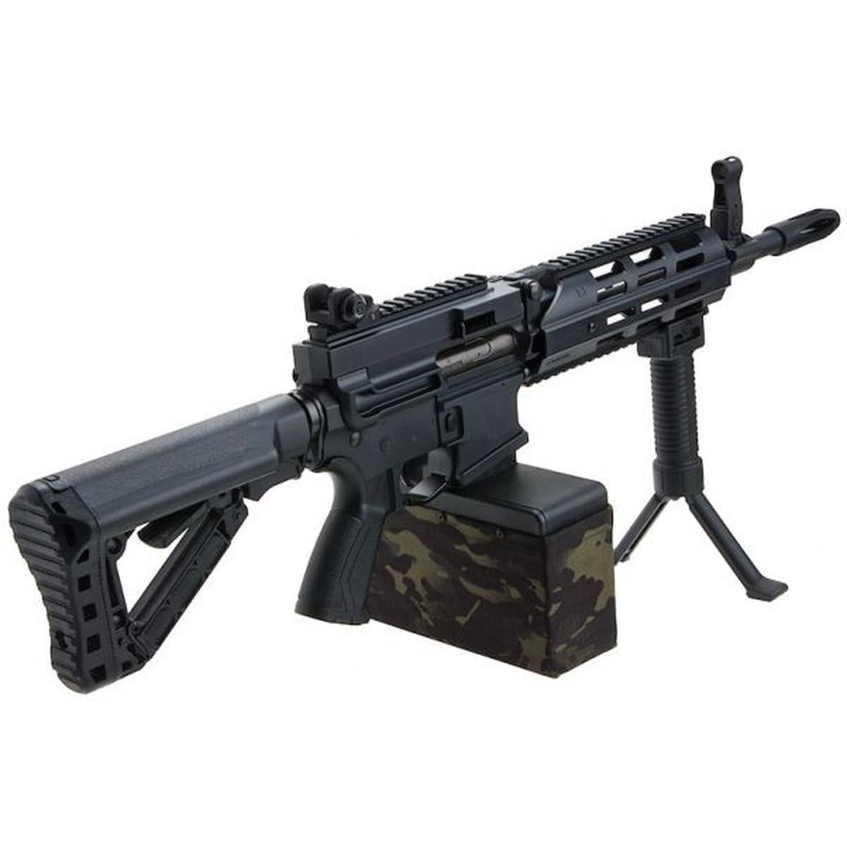 G&G CM16 LMG (コンバットマシン) ステルス エアガン AEG ライフル - ブラック-AIRSOFT GOGO エアガン・サバゲー用品通販