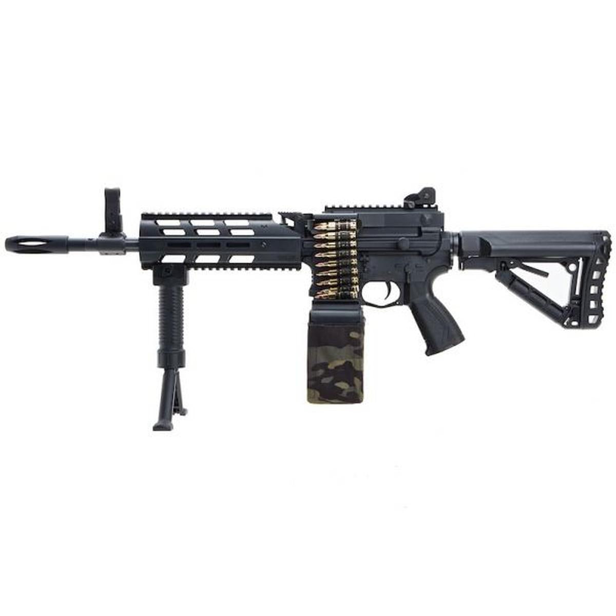 G&G CM16 LMG (コンバットマシン) ステルス エアガン AEG ライフル - ブラック-AIRSOFT GOGO エアガン・サバゲー用品通販