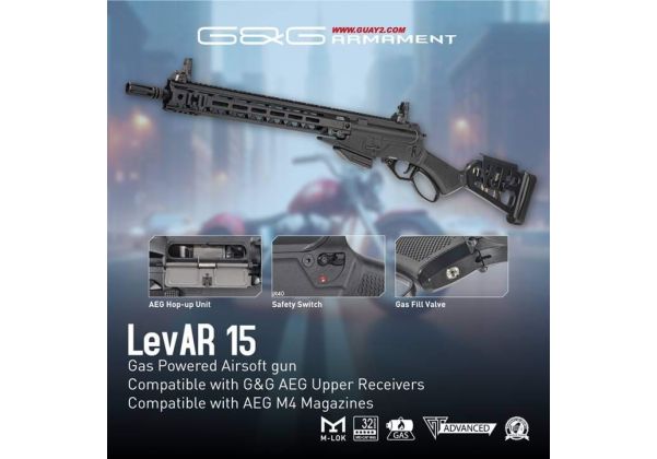 G&G LevAR 15インチ ガス式レバーアクションライフル-AIRSOFT GOGO エアガン・サバゲー用品通販