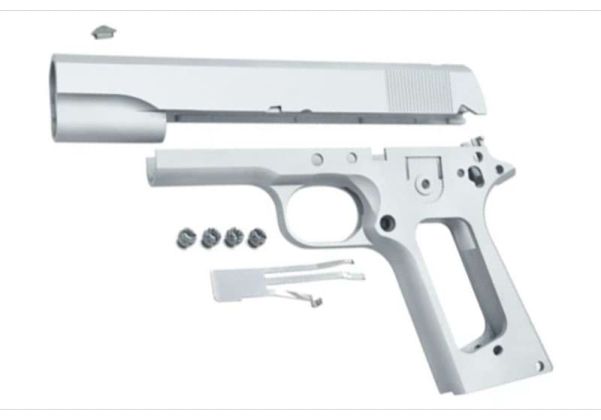 Guarder Tokyo Marui 1911 Series'70 GBB Airsoft GBBスライド&フレーム (アルミ、刻印なし、銀(ぎん))-AIRSOFT GOGO エアガン・サバゲー用品通販