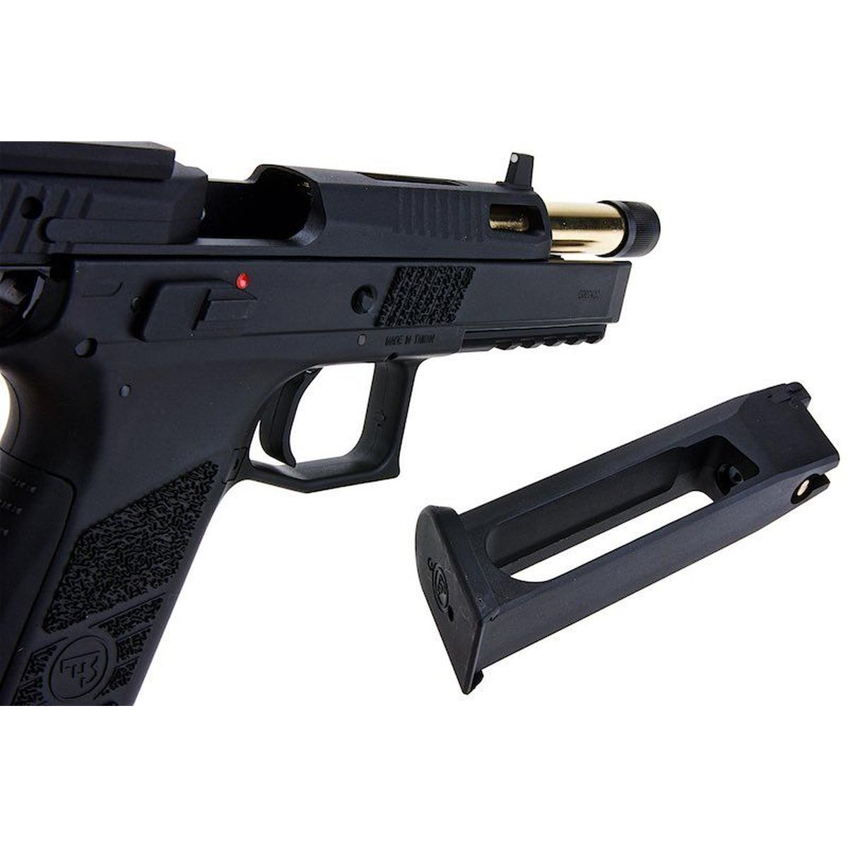 KJ WORKS P-09 CO2 GBB エアソフトピストル (光学対応) - ブラック (ネジ付きアウターバレル)-AIRSOFT GOGO エアガン・サバゲー用品通販