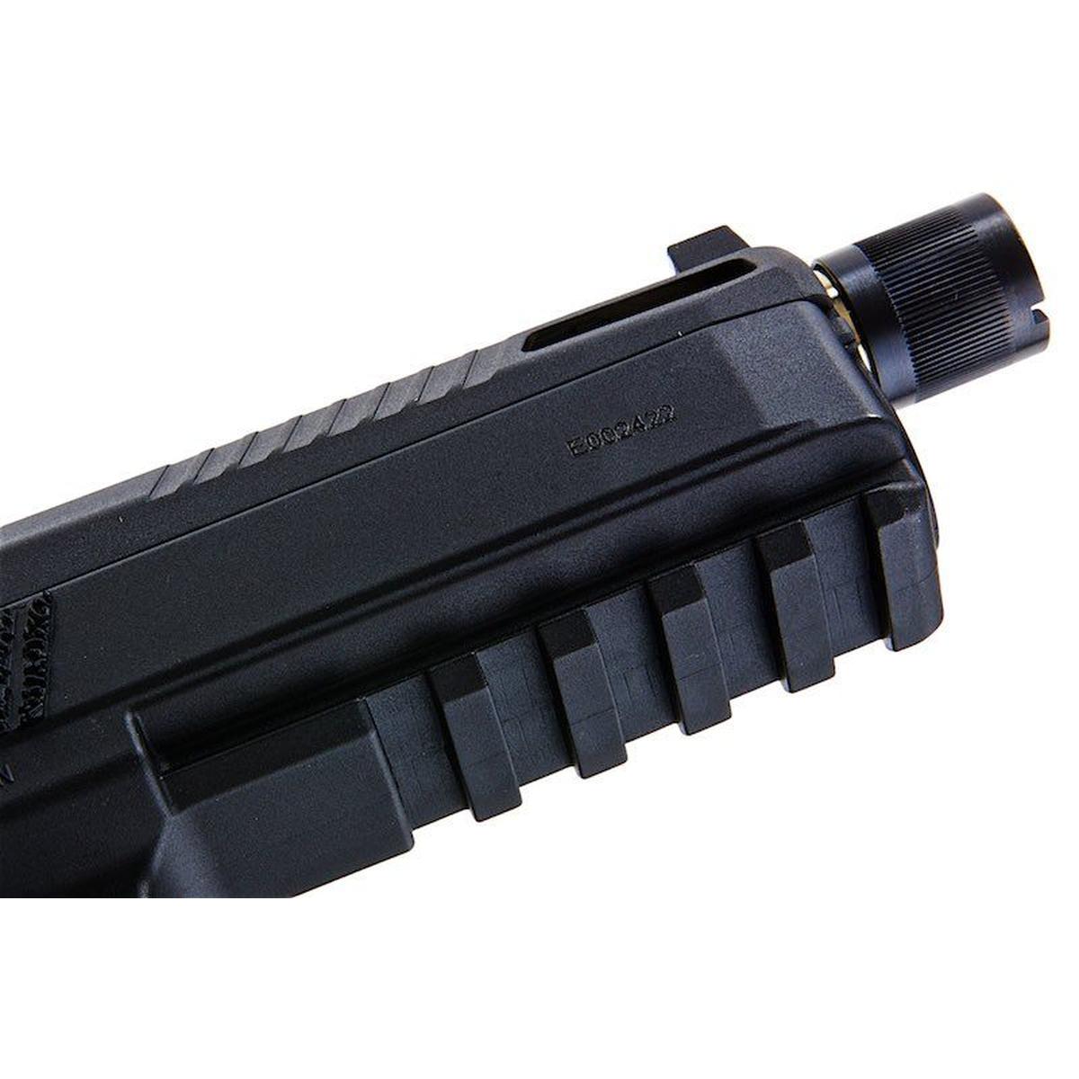 KJ WORKS P-09 CO2 GBB エアソフトピストル (光学対応) - ブラック (ネジ付きアウターバレル)-AIRSOFT GOGO エアガン・サバゲー用品通販