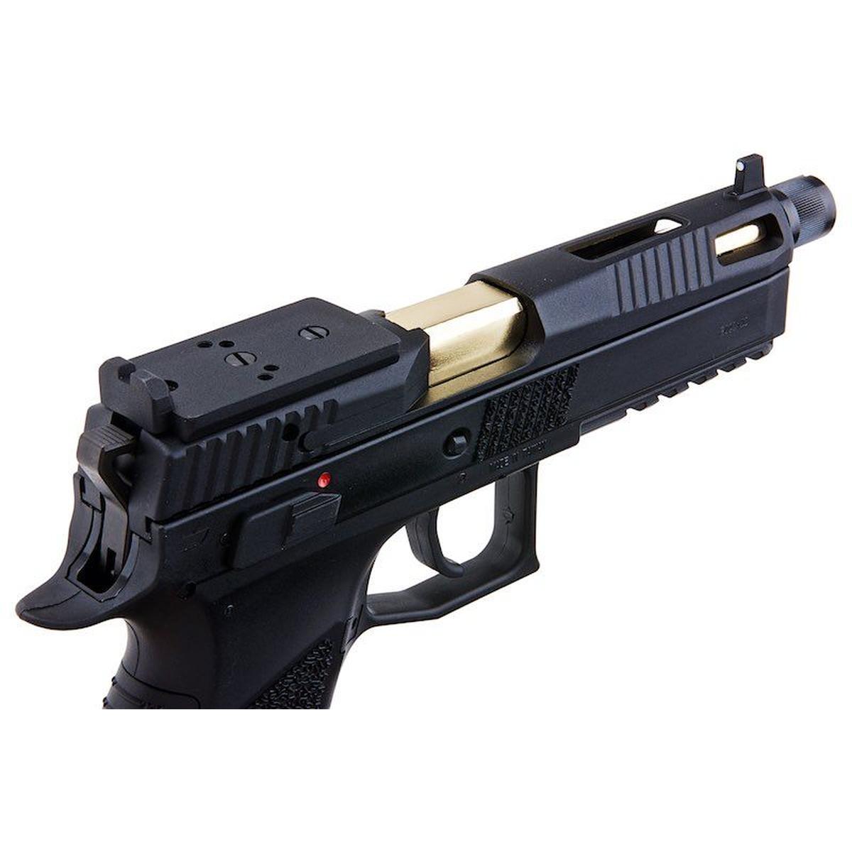 KJ WORKS P-09 CO2 GBB エアソフトピストル (光学対応) - ブラック (ネジ付きアウターバレル)-AIRSOFT GOGO エアガン・サバゲー用品通販