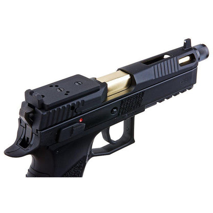 KJ WORKS P-09 CO2 GBB エアソフトピストル (光学対応) - ブラック (ネジ付きアウターバレル)-AIRSOFT GOGO エアガン・サバゲー用品通販