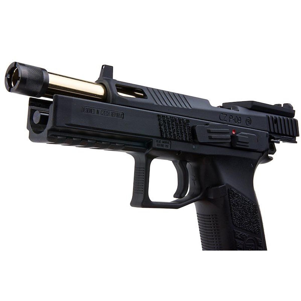 KJ WORKS P-09 CO2 GBB エアソフトピストル (光学対応) - ブラック (ネジ付きアウターバレル)-AIRSOFT GOGO エアガン・サバゲー用品通販