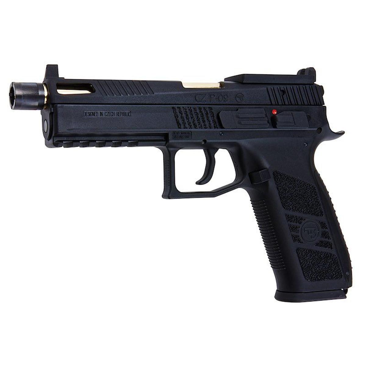KJ WORKS P-09 CO2 GBB エアソフトピストル (光学対応) - ブラック (ネジ付きアウターバレル)-AIRSOFT GOGO エアガン・サバゲー用品通販