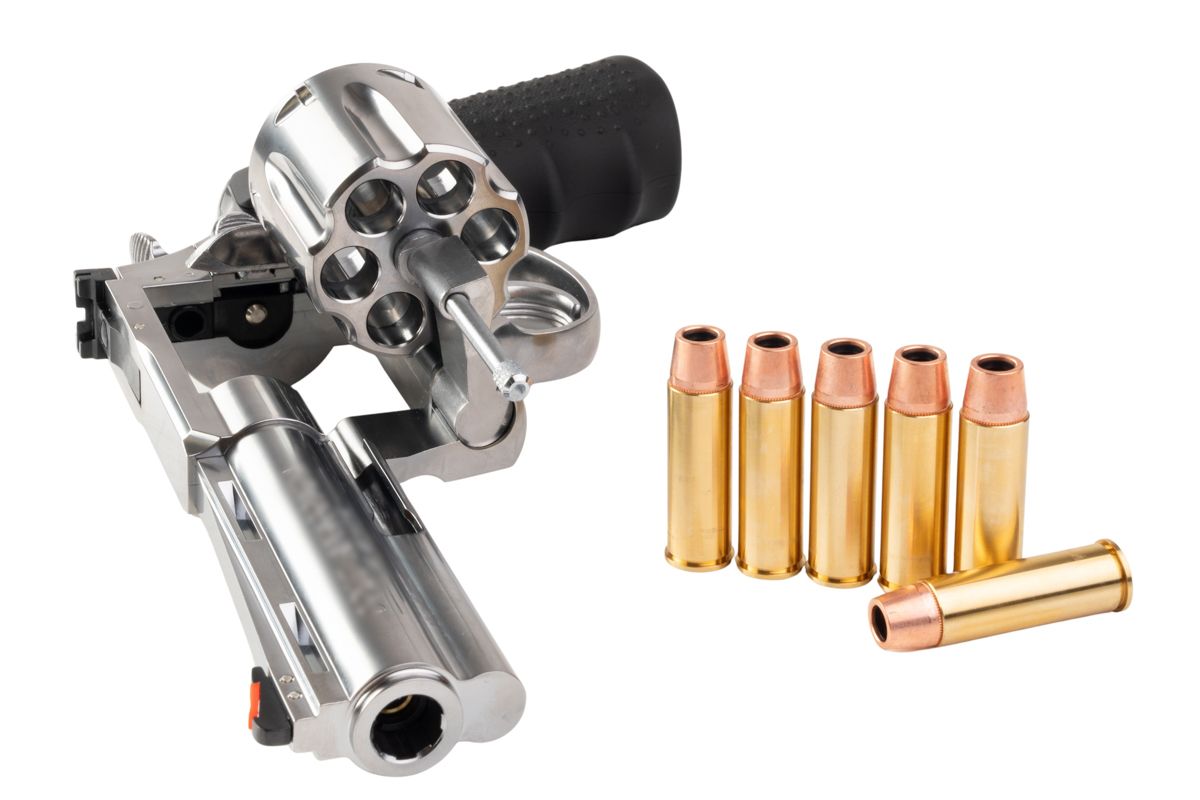 MARUSHIN アナコンダ 44 マグナム リボルバー (4 インチ) - 銀(ぎん)、HOUGE グリップ付き-AIRSOFT GOGO エアガン・サバゲー用品通販