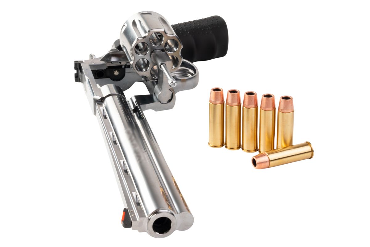 MARUSHIN アナコンダ 44 マグナム リボルバー (8 インチ) - 銀(ぎん)、HOUGE グリップ付き-AIRSOFT GOGO エアガン・サバゲー用品通販