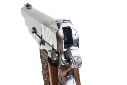 MARUSHIN ブローニング ハイパワー カナディアンモデルガン - 銀(ぎん)（木製グリップ付き）-AIRSOFT GOGO エアガン・サバゲー用品通販