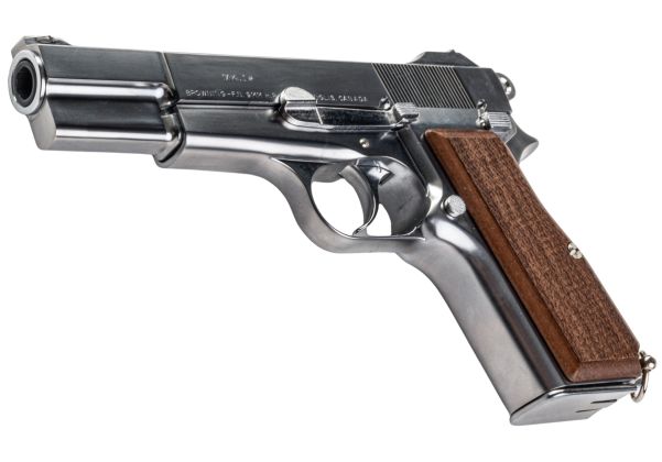 MARUSHIN ブローニング ハイパワー カナディアンモデルガン - 銀(ぎん)（木製グリップ付き）-AIRSOFT GOGO エアガン・サバゲー用品通販