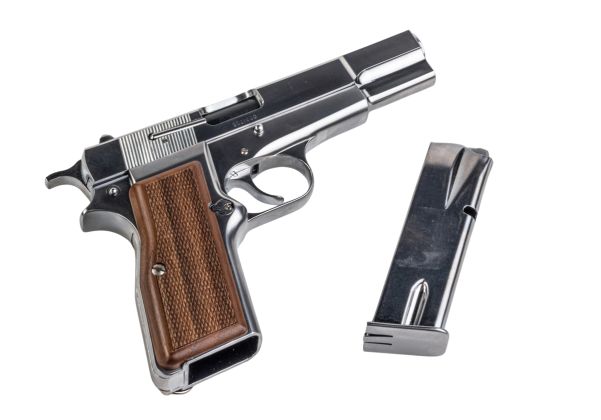 MARUSHIN ブローニング ハイパワー コマーシャルモデルガン - 銀(ぎん)（木製グリップ付き）-AIRSOFT GOGO エアガン・サバゲー用品通販