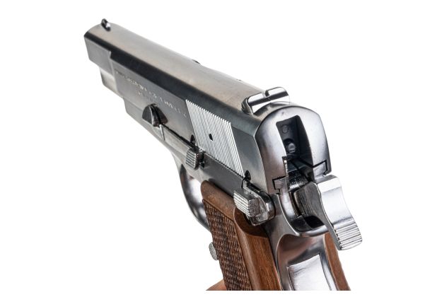 MARUSHIN ブローニング ハイパワー コマーシャルモデルガン - 銀(ぎん)（木製グリップ付き）-AIRSOFT GOGO エアガン・サバゲー用品通販