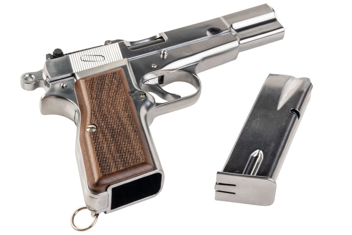 MARUSHIN ブローニング ハイパワー ミリタリーモデルガン - 銀(ぎん)（木製グリップ付き）-AIRSOFT GOGO エアガン・サバゲー用品通販