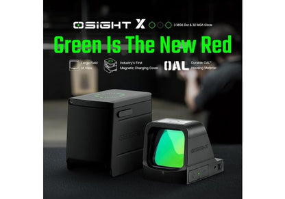 OLIGHT Osight X リフレックスグリーンドットサイト（マグネット式充電カバー付き）（3 MOAドット＆32 MOAサークル）-AIRSOFT GOGO エアガン・サバゲー用品通販