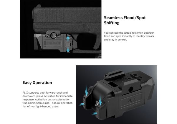 OLIGHT PL-X デュアルビームタクティカルライト - ブラック-AIRSOFT GOGO エアガン・サバゲー用品通販